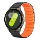 For Samsung Galaxy Watch 7 / 6 / 5 / FE xDfind Magnetic Silicone Watch Band(Black Orange) - 1
