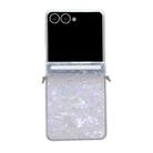 For Samsung Galaxy Flip7 5G Side Buckle Axis Pearlescent Shell Texture Phone Case(White) - 1