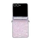 For Samsung Galaxy Flip7 5G Side Buckle Axis Pearlescent Shell Texture Phone Case(Pink) - 1