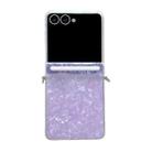 For Samsung Galaxy Flip7 5G Side Buckle Axis Pearlescent Shell Texture Phone Case(Purple) - 1