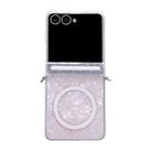 For Samsung Galaxy Flip7 5G Side Buckle Axis Pearlescent Shell Texture MagSafe Phone Case(Pink) - 1