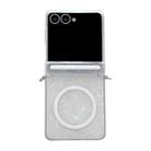 For Samsung Galaxy Flip7 5G Side Buckle Axis Pearlescent Shell Texture MagSafe Phone Case(Beige) - 1