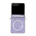 For Samsung Galaxy Flip7 5G Side Buckle Axis Pearlescent Shell Texture MagSafe Phone Case(Purple) - 1