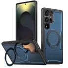 For Samsung Galaxy S25 Ultra 5G Metal 360 Degree Rotation Holder MagSafe Phone Case(Navy Blue) - 1