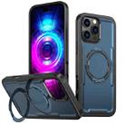 For iPhone 16 Pro Max Metal 360 Degree Rotation Holder MagSafe Phone Case(Navy Blue) - 1