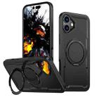 For iPhone 16 Plus Metal 360 Degree Rotation Holder MagSafe Phone Case(Black) - 1