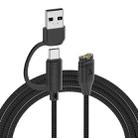 For Garmin 2 in 1 Type-C and USB-A Braid Watch Charging Cable, Length: 1m, Type:Straight Head(Black) - 1