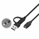 For Garmin 2 in 1 Type-C and USB-A Braid Watch Charging Cable, Length: 1m, Type:Straight Head(Black) - 3