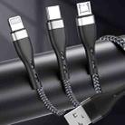 ZGA CB08 5A 3 in 1 USB Fast Charging Braided Data Cable, Length: 1.2m(Black) - 1