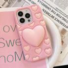 For iPhone 15 Pro 3D Heart Holder Silicone Phone Case(Pink) - 2