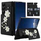 For Samsung Galaxy Z Fold7 5G Crossbody Flower Pattern Leather Phone Case(Black) - 1