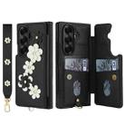For Samsung Galaxy Z Fold7 5G Crossbody Flower Pattern Leather Phone Case(Black) - 2