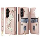 For Samsung Galaxy Z Fold7 5G Crossbody Flower Pattern Leather Phone Case(Rose Gold) - 2