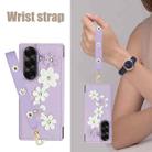For Samsung Galaxy Z Fold7 5G Crossbody Flower Pattern Leather Phone Case(Purple) - 3