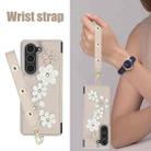 For Samsung Galaxy Z Fold5 Crossbody Flower Pattern Leather Phone Case(White) - 3