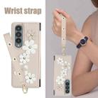For Samsung Galaxy Z Fold4 Crossbody Flower Pattern Leather Phone Case(White) - 3