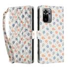 For Redmi Note 10 4G Global Flower Pattern Buckle Leather Phone Case with Lanyard(Florals) - 2