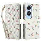 For OPPO A60 4G Flower Pattern Buckle Leather Phone Case with Lanyard(Pink Flowers) - 2