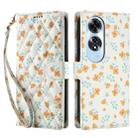 For OPPO A60 4G Flower Pattern Buckle Leather Phone Case with Lanyard(Orange Flowers) - 2