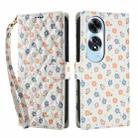For OPPO A60 4G Flower Pattern Buckle Leather Phone Case with Lanyard(Florals) - 2