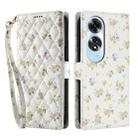 For OPPO A60 4G Flower Pattern Buckle Leather Phone Case with Lanyard(Yellow Flowers) - 2