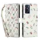 For OPPO A36 Flower Pattern Buckle Leather Phone Case with Lanyard(Pink Flowers) - 2