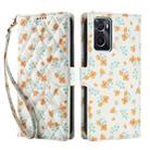 For OPPO A36 Flower Pattern Buckle Leather Phone Case with Lanyard(Orange Flowers) - 2