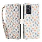 For OPPO A36 Flower Pattern Buckle Leather Phone Case with Lanyard(Florals) - 2
