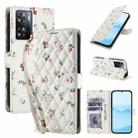 For OPPO A57 4G Global Flower Pattern Buckle Leather Phone Case with Lanyard(Pink Flowers) - 1