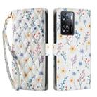 For OPPO A57 4G Global Flower Pattern Buckle Leather Phone Case with Lanyard(Blue Flowers) - 2