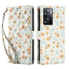 For OPPO A57 4G Global Flower Pattern Buckle Leather Phone Case with Lanyard(Orange Flowers) - 2