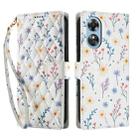 For OPPO A78 4G Global Flower Pattern Buckle Leather Phone Case with Lanyard(Blue Flowers) - 2