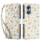 For OPPO A78 4G Global Flower Pattern Buckle Leather Phone Case with Lanyard(Orange Flowers) - 2
