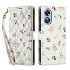 For OPPO A78 5G Global Flower Pattern Buckle Leather Phone Case with Lanyard(Pink Flowers) - 2