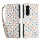 For Samsung Galaxy A36 5G Flower Pattern Buckle Leather Phone Case with Lanyard(Florals) - 2