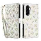 For Samsung Galaxy A36 5G Flower Pattern Buckle Leather Phone Case with Lanyard(Yellow Flowers) - 2