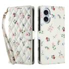 For iPhone 17 Flower Pattern Buckle Leather Phone Case with Lanyard(Pink Flowers) - 2