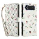 For iPhone 17 Air Flower Pattern Buckle Leather Phone Case with Lanyard(Pink Flowers) - 2