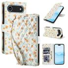 For iPhone 17 Air Flower Pattern Buckle Leather Phone Case with Lanyard(Orange Flowers) - 1
