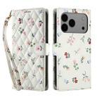 For iPhone 17 Pro Flower Pattern Buckle Leather Phone Case with Lanyard(Pink Flowers) - 2
