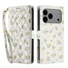 For iPhone 17 Pro Flower Pattern Buckle Leather Phone Case with Lanyard(Yellow Flowers) - 2