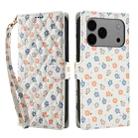 For iPhone 17 Pro Max Flower Pattern Buckle Leather Phone Case with Lanyard(Florals) - 2