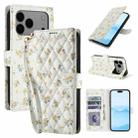 For iPhone 17 Pro Max Flower Pattern Buckle Leather Phone Case with Lanyard(Yellow Flowers) - 1