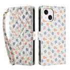 For iPhone 15 Plus / 14 Plus Flower Pattern Buckle Leather Phone Case with Lanyard(Florals) - 2