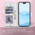 For iPhone 15 Pro Flower Pattern Buckle Leather Phone Case with Lanyard(Blue Flowers) - 3