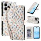 For iPhone 14 Pro Max Flower Pattern Buckle Leather Phone Case with Lanyard(Florals) - 1