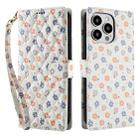 For iPhone 14 Pro Max Flower Pattern Buckle Leather Phone Case with Lanyard(Florals) - 2