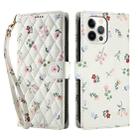For iPhone 12 / 12 Pro Flower Pattern Buckle Leather Phone Case with Lanyard(Pink Flowers) - 2