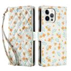 For iPhone 12 / 12 Pro Flower Pattern Buckle Leather Phone Case with Lanyard(Orange Flowers) - 2