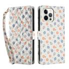 For iPhone 12 / 12 Pro Flower Pattern Buckle Leather Phone Case with Lanyard(Florals) - 2